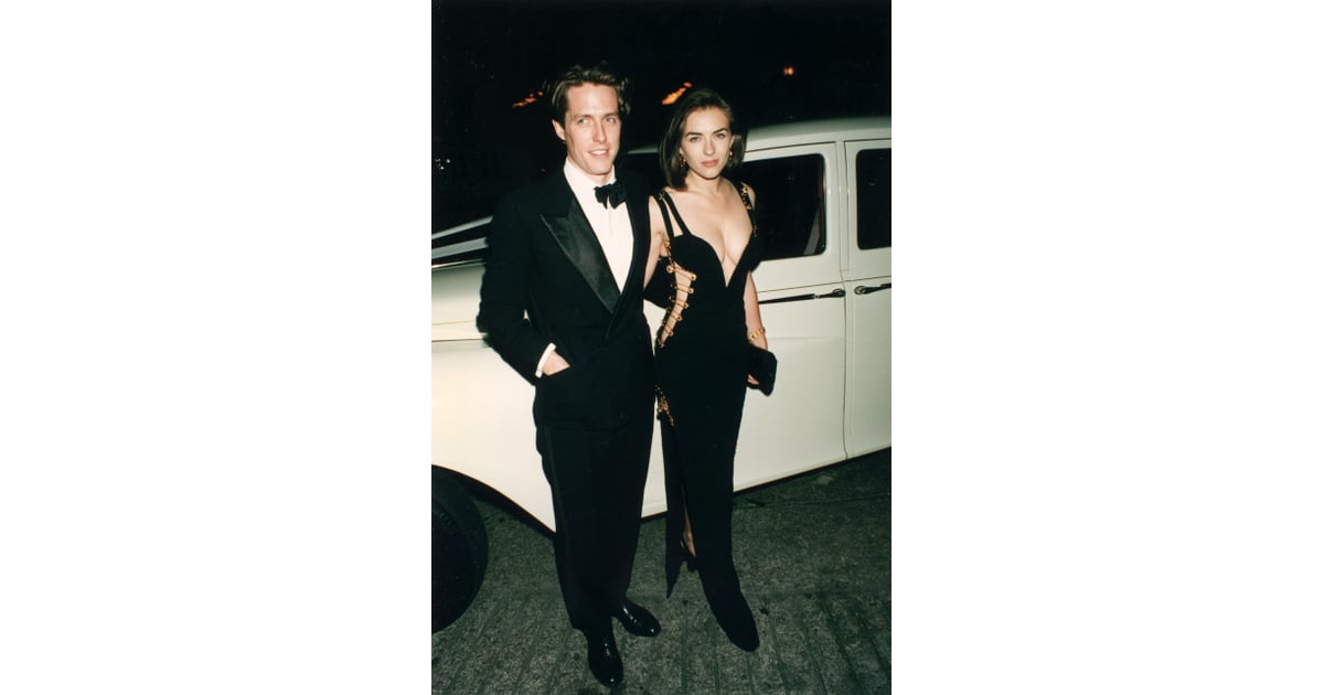 The Story Behind Liz Hurleys Black Versace Safety Pin Dress Popsugar