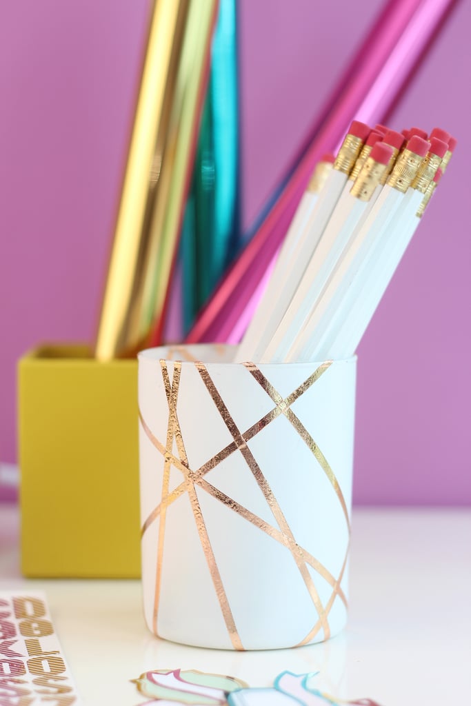 DIY Rose Gold Foiled Pencil Cup