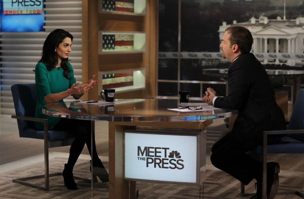 Amal Clooney Wearing a Green Dress