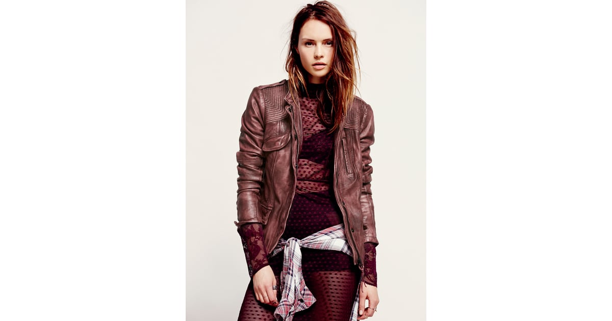 Free People Rumpled Leather Blazer 