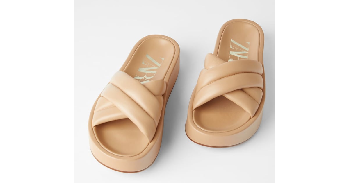 Zara Quilted Platform Leather Sandals 