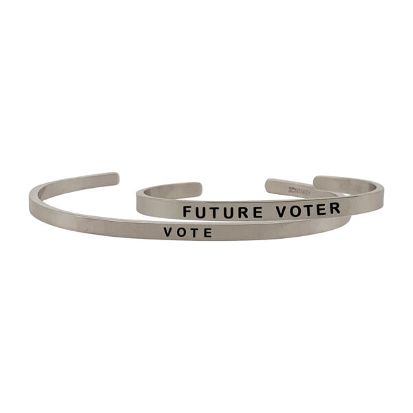 Mommy & Me Vote Bracelet Set, Silver