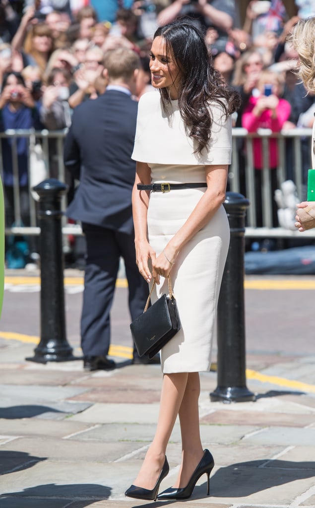 Meghan Markle Work Outfit Idea: A Cream Dress With a Belt