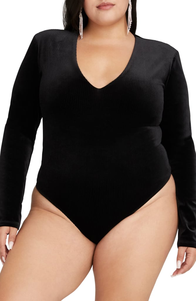 Good American Velvet Long Sleeve Bodysuit