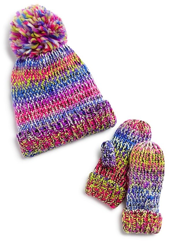 Marled Rainbow Hat & Mitten Set