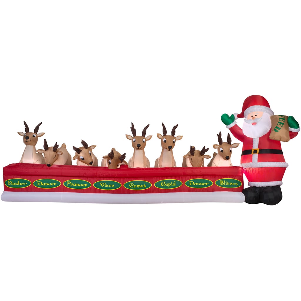 Santa Feeding Reindeer Animated Inflatable
