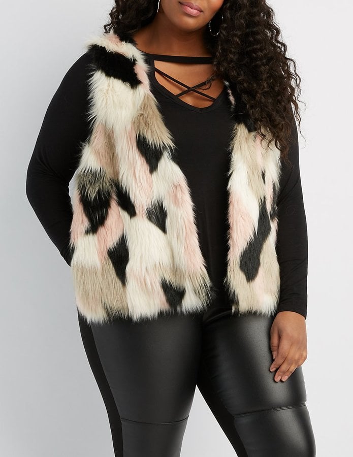 Charlotte Russe Plus Size Multicolor Faux Fur Sweater Vest