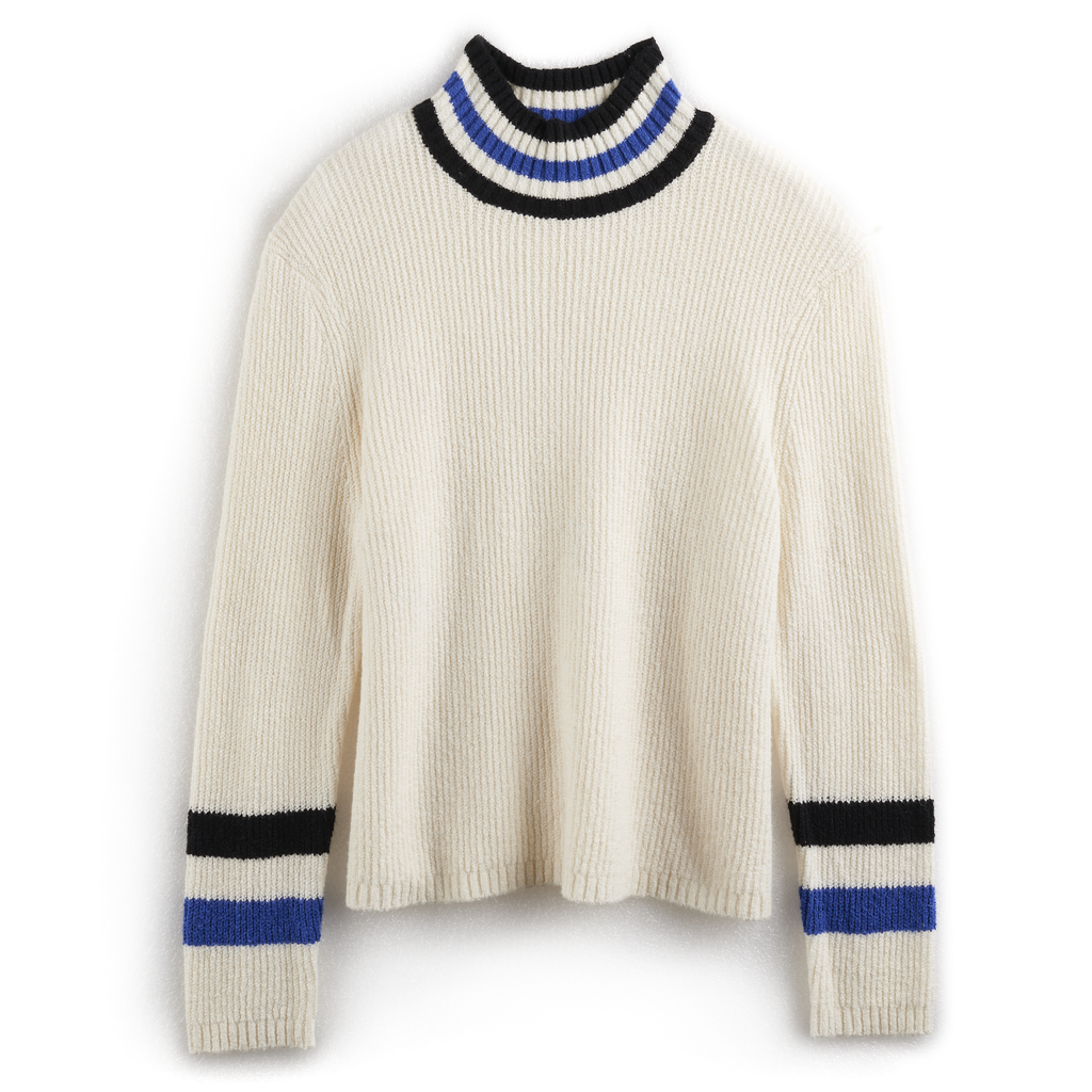 Striped Mockneck Sweater in Pristine