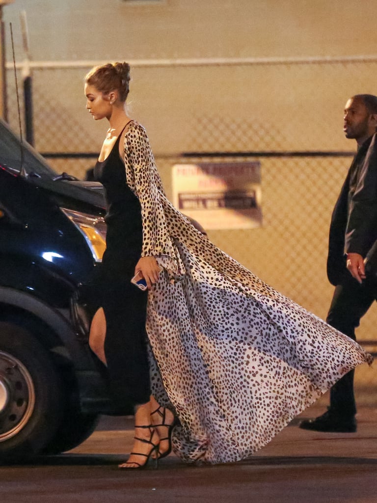 Gigi Hadid's Leopard-Print Roberto Cavalli Coat | Nov. 2016
