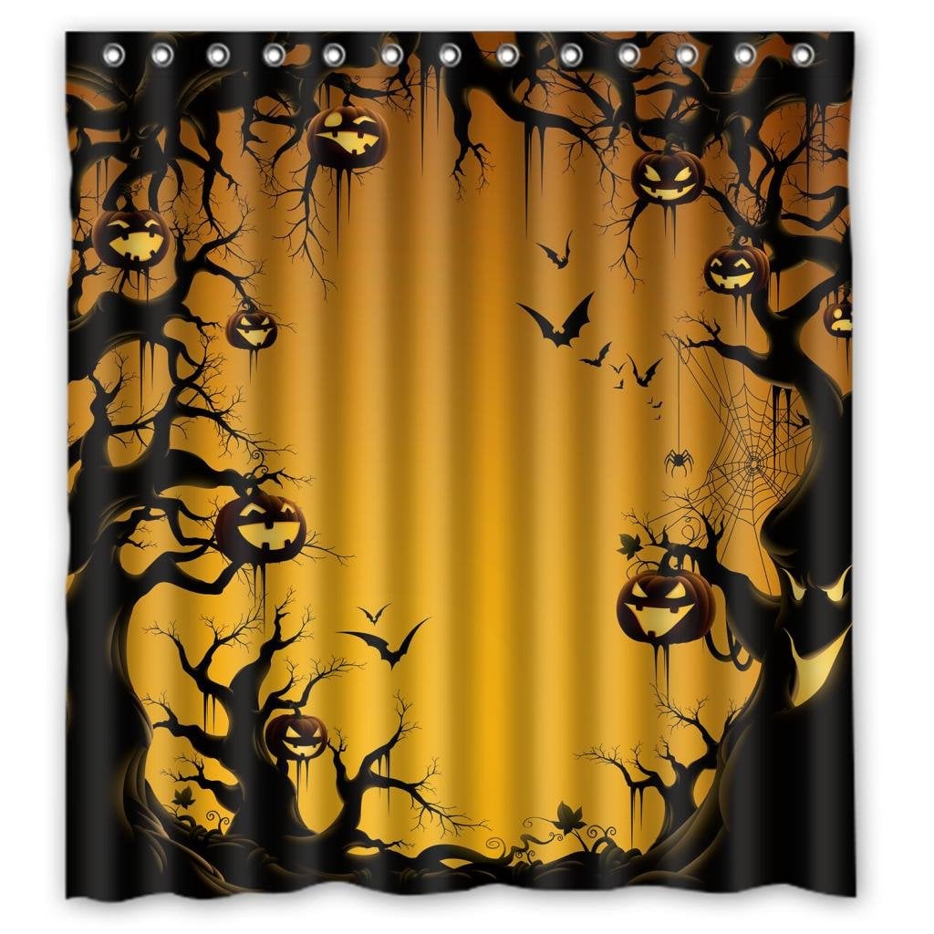 Halloween Pumkin Fabric Shower Curtain