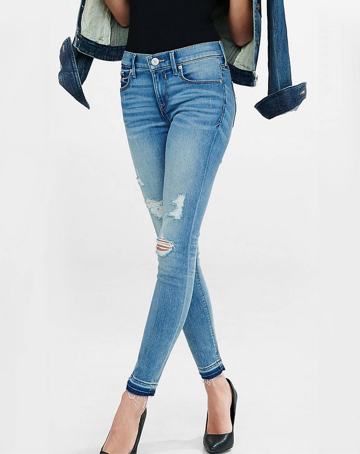 Express Mid Rise Released Hem Cropped Jean Leggings ($80)