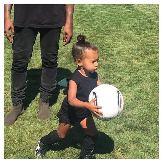 North West Playing Soccer in Instagram Picture