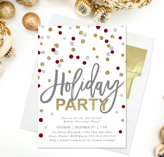 Polka Dot Holiday Party Invitation