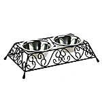 Whisker City Scroll Double Diner Cat Bowl