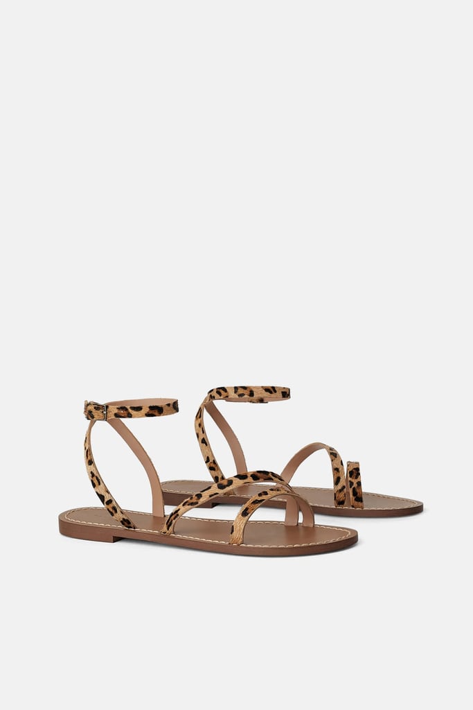 zara animal embossed leather slides