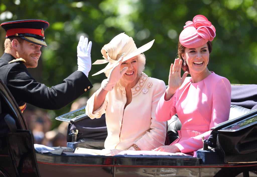 Pictured: Prince Harry, Camilla, Duchess of Cornwall, and Kate Middleton.