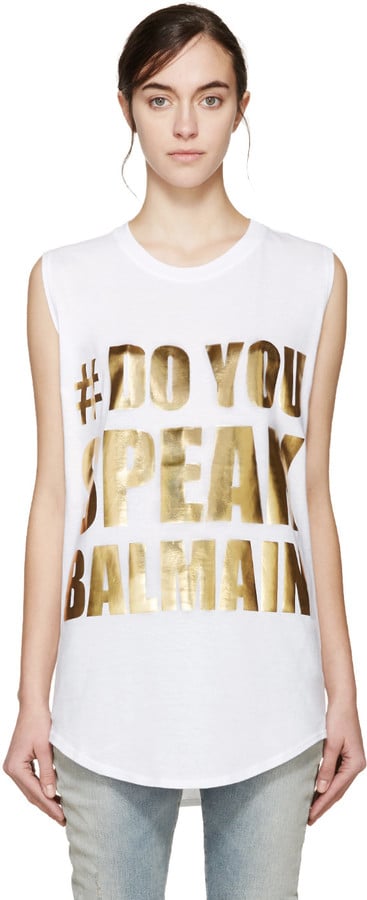 Balmain White Do You Speak T-Shirt ($360)