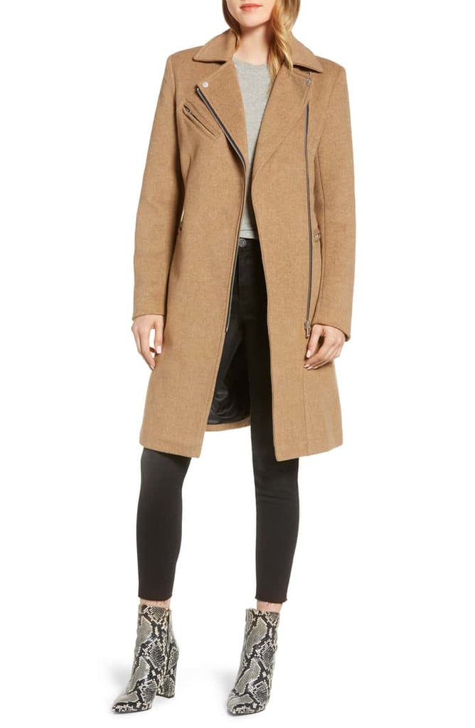 Avec Les Filles Moto Detail Wool Blend Twill Coat