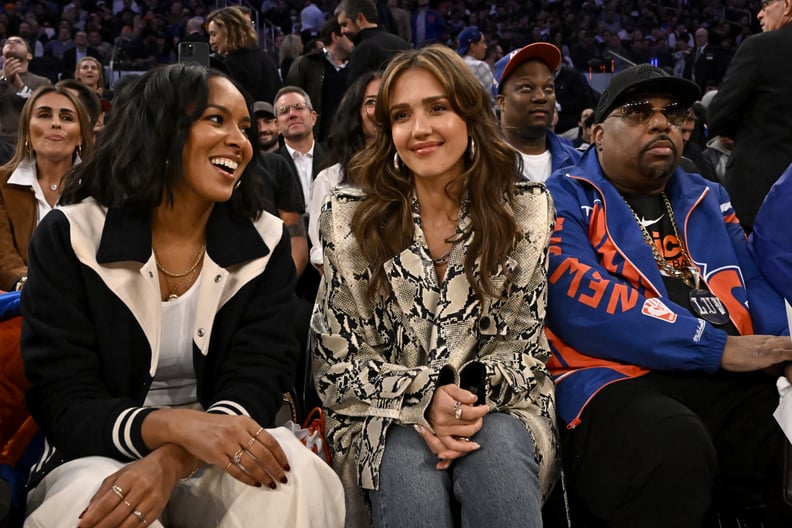 Jessica Alba and Lizzy Mathis at the Knicks vs. Heat Game