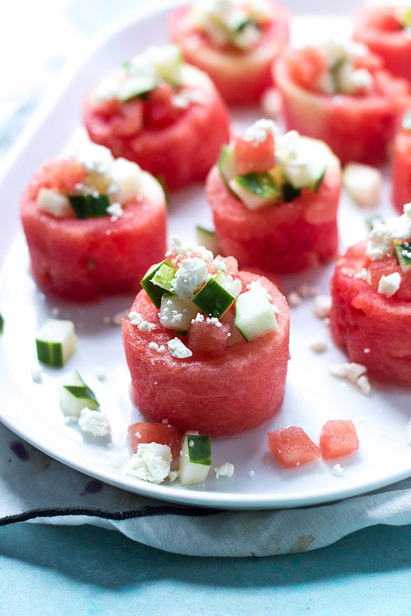 Watermelon Cucumber And Feta Salad Cups 99 Appetizer Recipes