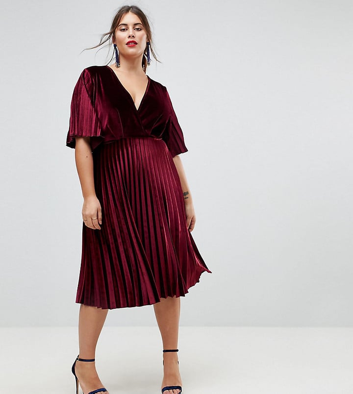 ASOS Pleated Velvet Kimono Midi Dress Sexy Red Dresses For All Sizes