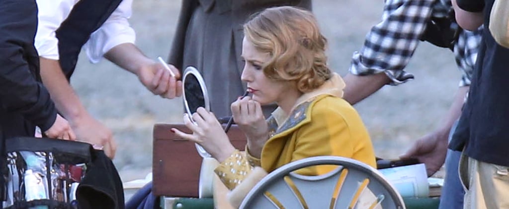 Blake Lively in a Yellow Coat Filming the Age of Adaline