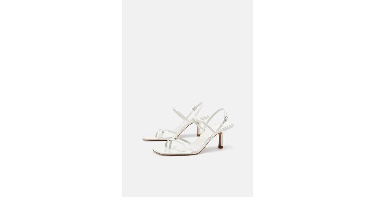 White strappy 2025 heels zara