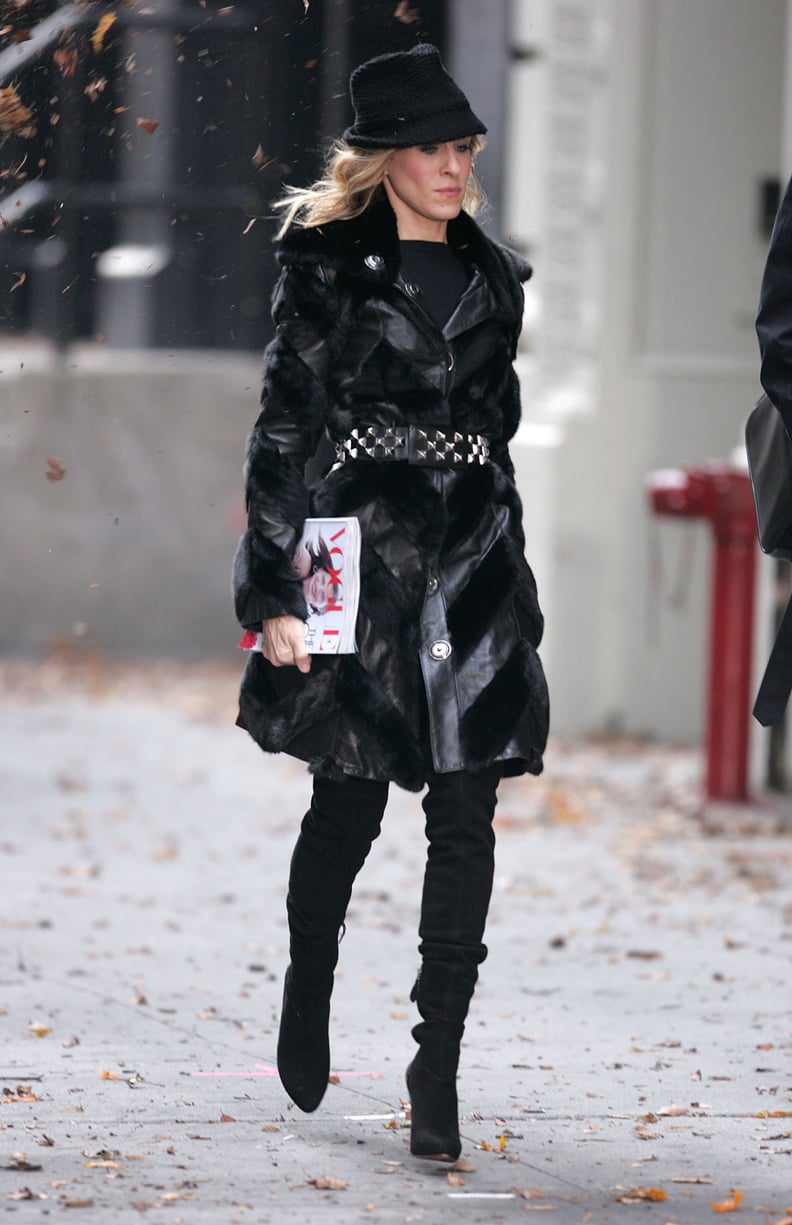 An All-Black Winter Look With Over-the-Knee Boots