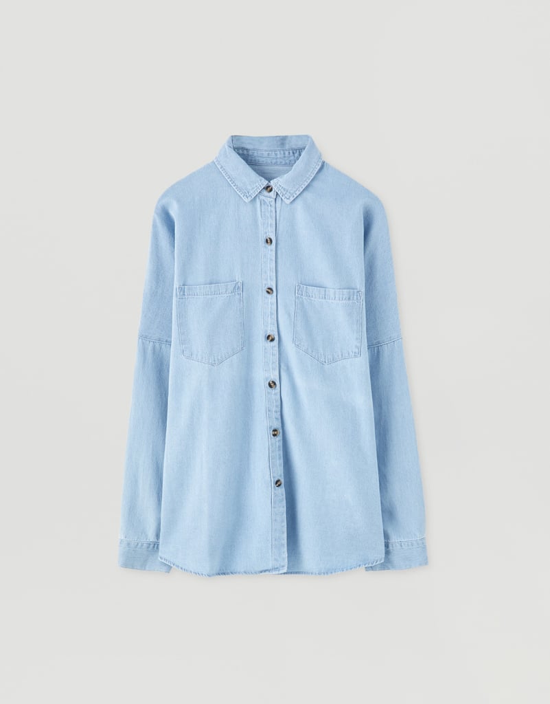 Pull&Bear Oversize Long Sleeve Denim Shirt