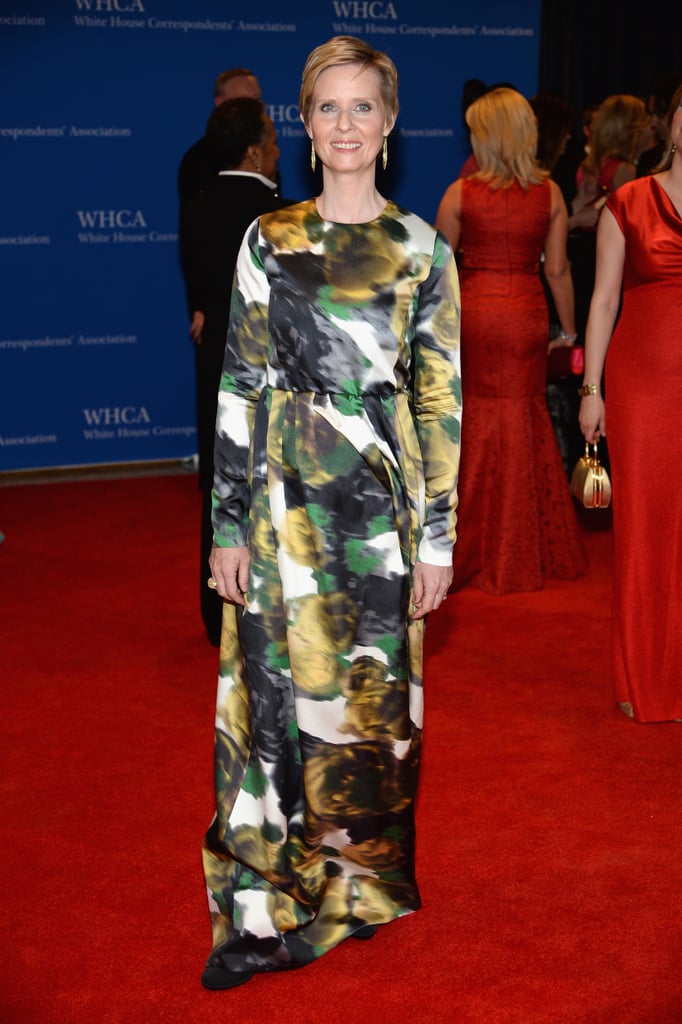 Cynthia Nixon wore a patterned dress by Tia Cibani.