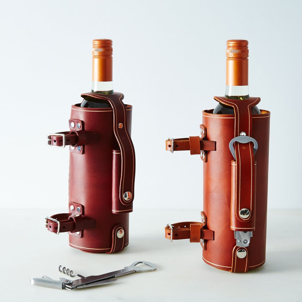 elegant leather wine holder