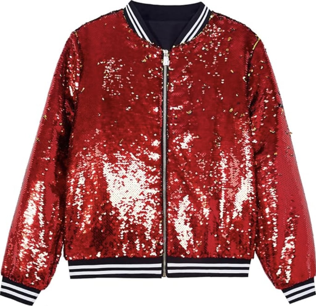 Arfar Sequin Varsity Bomber Jacket