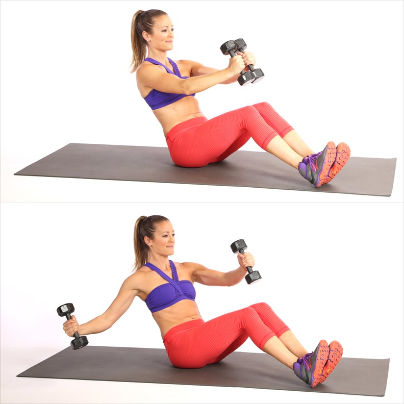 V-Sit With Single-Arm Chest Fly