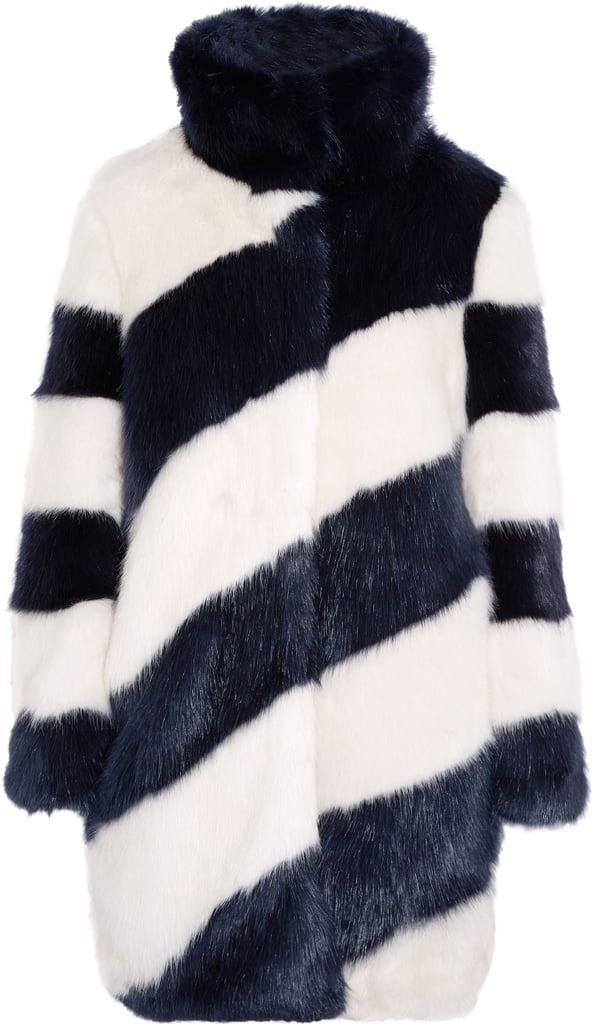 Geo Stripes Faux Fur Coat ($650)
