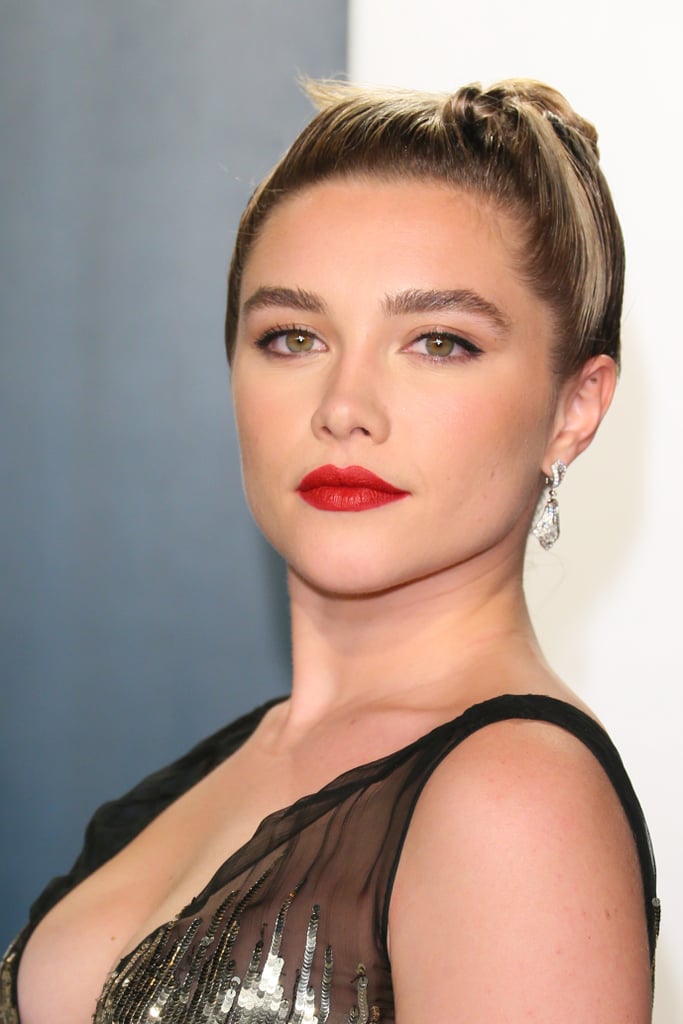 Florence Pugh's Gold Dress at the Oscars Afterparty 2020 | POPSUGAR