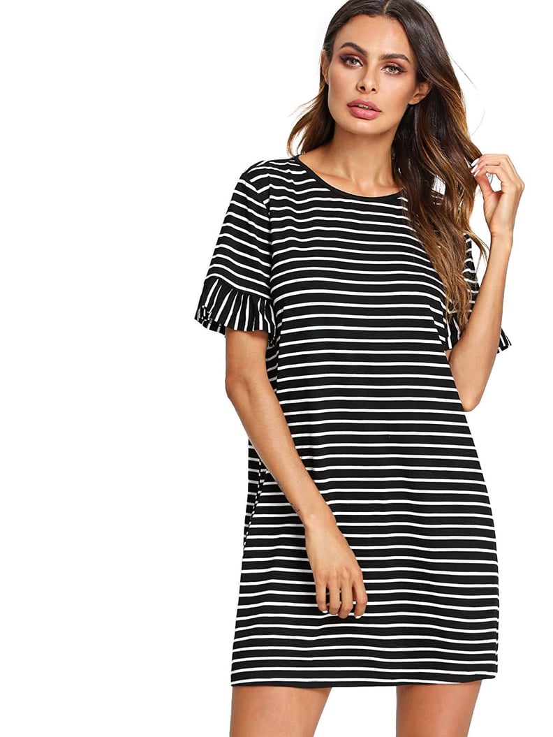 Floerns Striped Short-Sleeve T-Shirt Dress