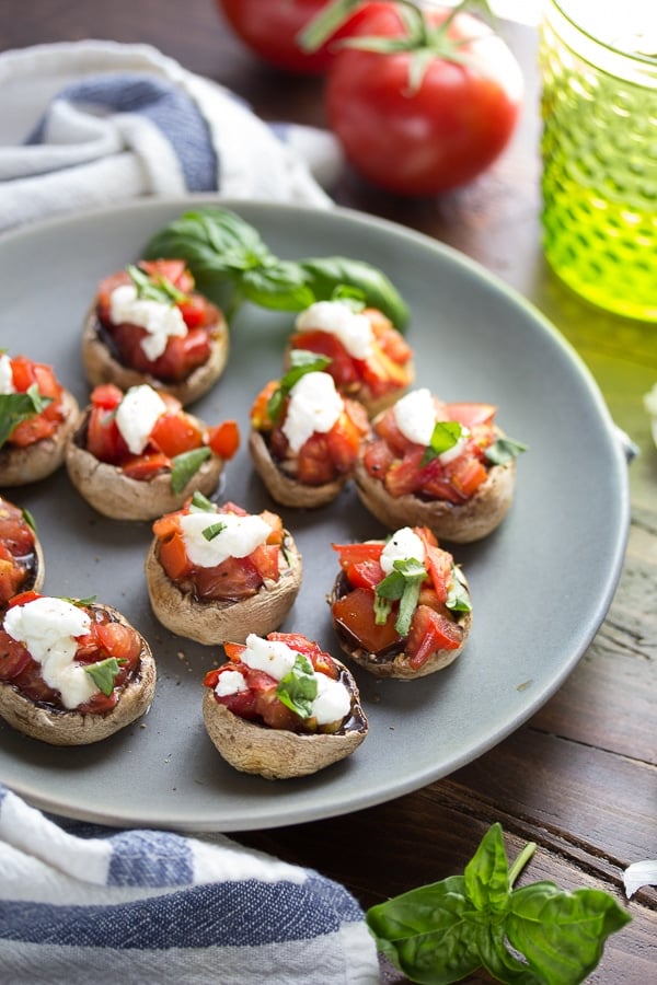 Grilled Mushrooms With Bruschetta and Goat Cheese
