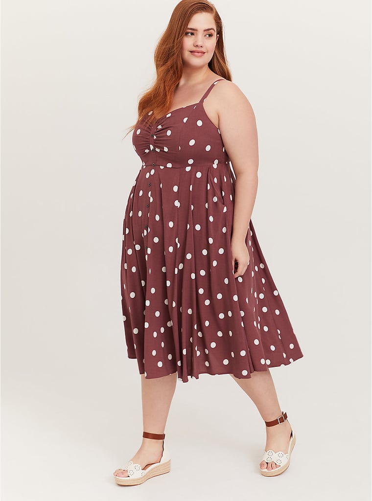 Torrid Walnut Polka Dot Midi Dress