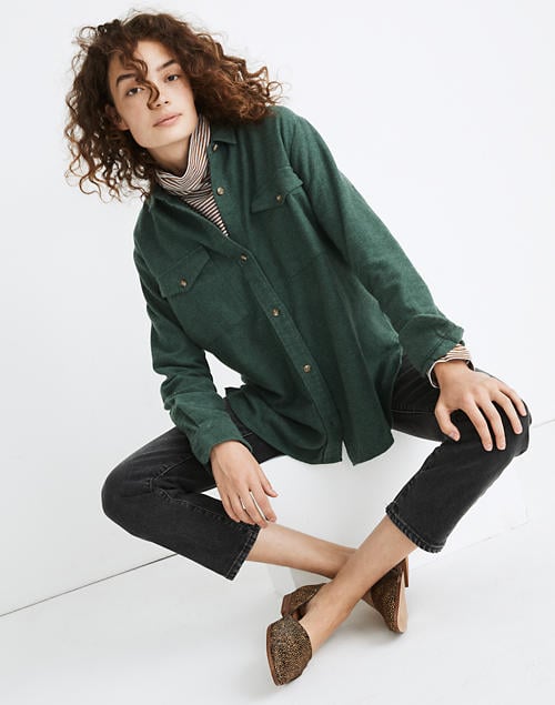 Flannel Flap Pocket Oversize Ex Boyfriend Shirt Madewell s
