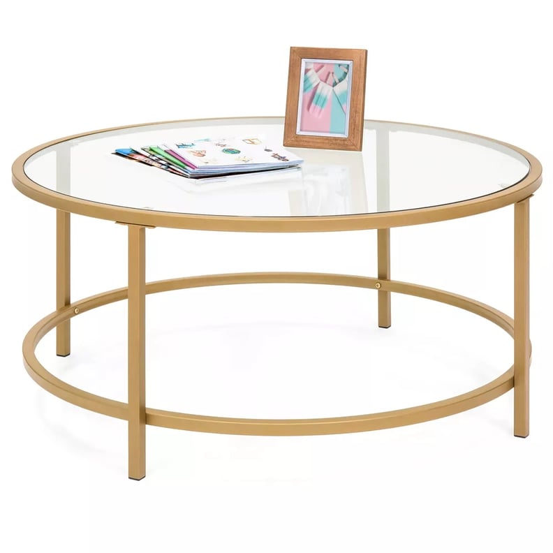 A Glass Top Round Coffee Table