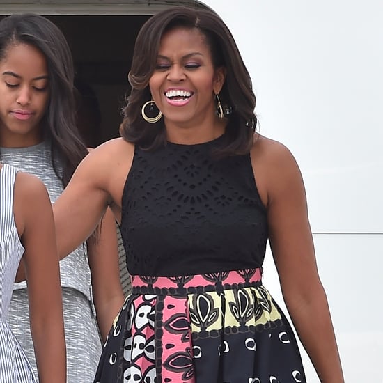 Michelle Obama Wearing Multicolor Printed Skirt