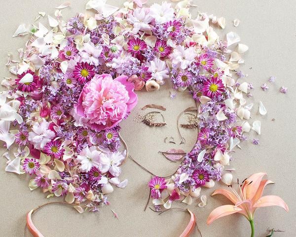 "Pink Breeze" Flower Face Print
