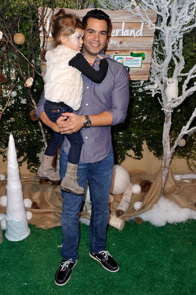 Honor adorably clung to her dad when they arrived at a Winter Wonderland event in Beverly Hills, CA, in November 2011.
