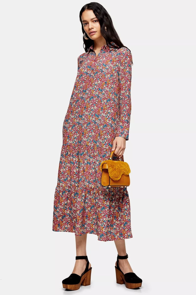 Topshop Multicoloured Peplum Smock Shirt Dress