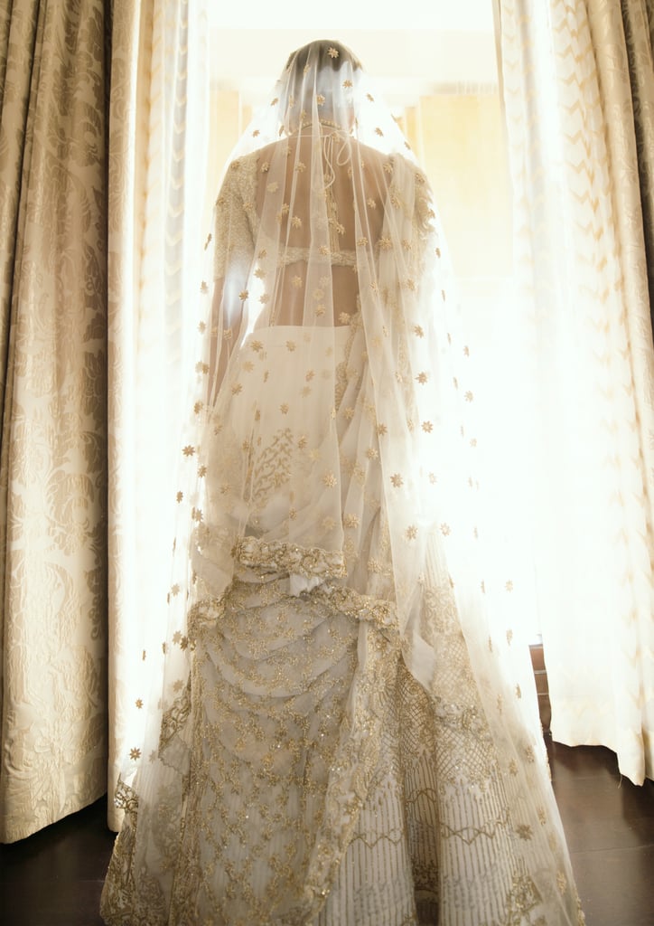 Bride Embroidered Love Story on Wedding Dress