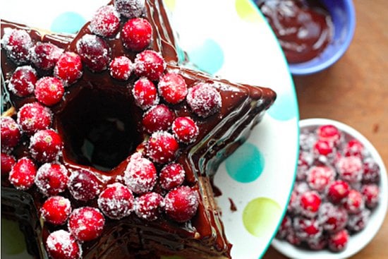 Chocolate Cranberry Cake With Gelt Glaze