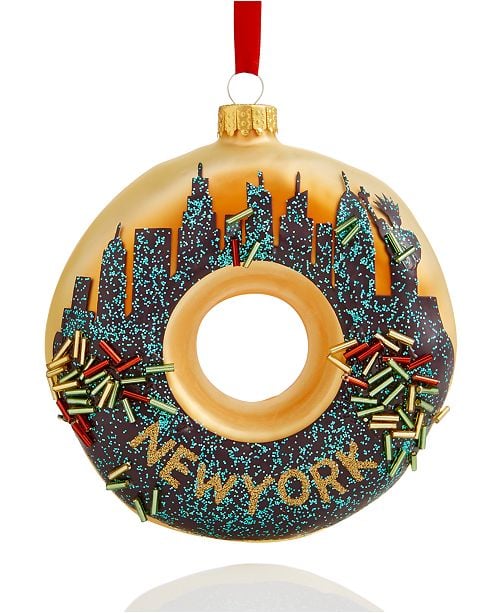 Holiday Lane Glass New York City Donut Ornament