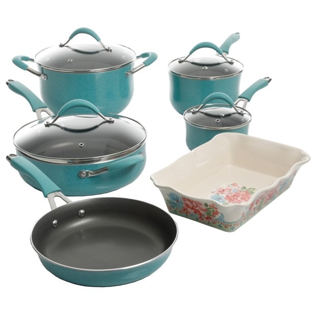 The Pioneer Woman Frontier Speckle Aluminum 10-Piece Cookware Set