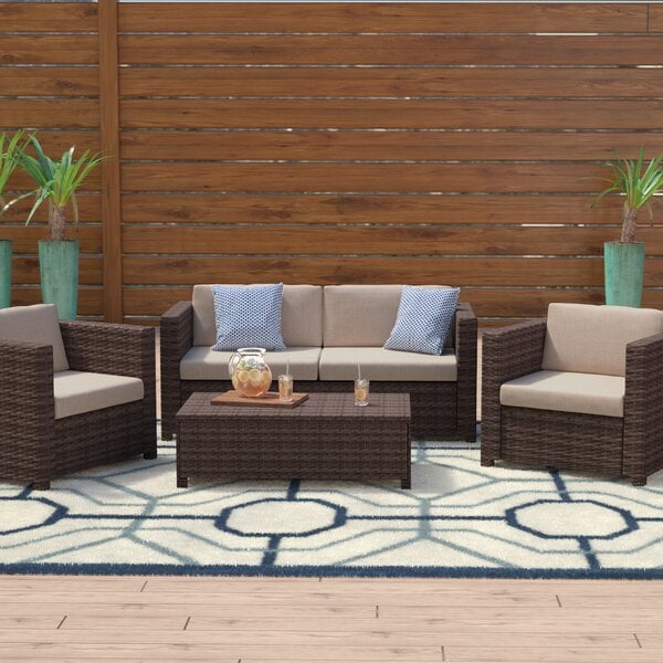 Kappa 4 Piece Rattan Sofa Seating Group with Cushions