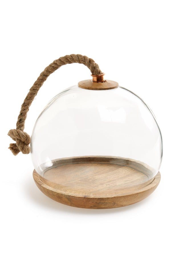 Glass Domed Wooden Serving Tray